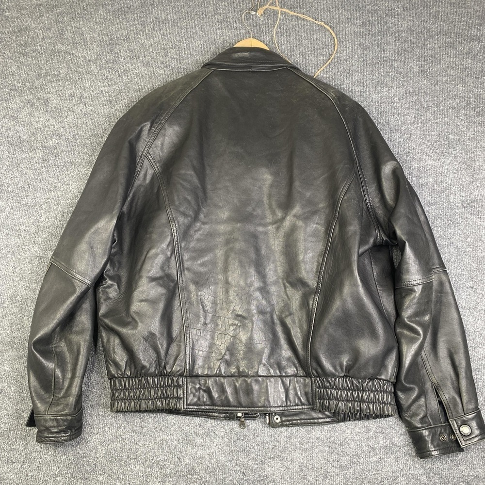 Danier Leather Jacket Mens Large Black Bomber Thinsulate Canada BB Cutters VTG - Picture 16 of 16